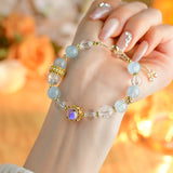 Celestial Aquarius Vision Bracelet: Clear Quartz & Aquamarine