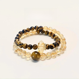Sunlit Peaks Double-Layer Bracelet: Tiger's Eye & Citrine