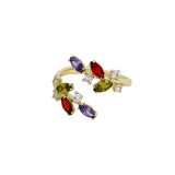 Vibrant Leaf Zircon Open Ring