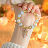 Celestial Libra Harmony Bracelet: Aquamarine & Rutilated Quartz