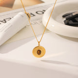 Tiger's Eye Sunflower Titanium Steel Pendant