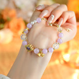 Celestial Aries Radiance Bracelet: Amethyst, Clear Quartz & Pearl