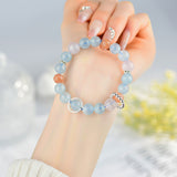 Celestial Cancer Serenity Dream Bracelet: Aquamarine, Rose Quartz & Sunstone