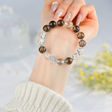 Celestial Aries Strength Dream Bracelet: Smoky Quartz & Clear Quartz
