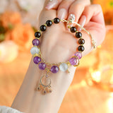 Celestial Capricorn Ambition Bracelet: Smoky Quartz, Amethyst & Cat's Eye