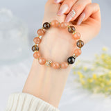 Celestial Leo Radiance Dream Bracelet: Sunstone & Smoky Quartz