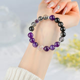Celestial Capricorn Dream Bracelet: Amethyst, Black Rutilated Quartz & Obsidian