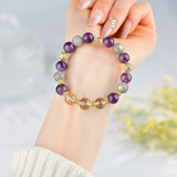 Celestial Virgo Insight Dream Bracelet: Amethyst-Citrine & Gray Moonstone