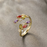 Vibrant Leaf Zircon Open Ring