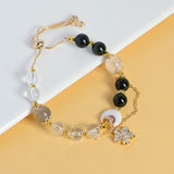 Celestial Gemini Harmony Bracelet: Clear Quartz, Obsidian & Moonstone