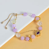 Celestial Aries Radiance Bracelet: Amethyst, Clear Quartz & Pearl