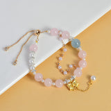 Celestial Virgo Grace Bracelet: Aquamarine & Rose Quartz