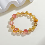 Celestial Taurus Prosperity Dream Bracelet: Yellow Rutilated Quartz & Strawberry Quartz
