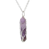 Tree of Life Raw Amethyst Point Necklace