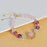 Celestial Cancer Nurturing Bracelet: Rose Quartz, Amethyst & Aquamarine
