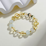 Celestial Gemini Expression Dream Bracelet: Citrine, Aquamarine & Green Phantom Quartz