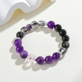Celestial Capricorn Dream Bracelet: Amethyst, Black Rutilated Quartz & Obsidian