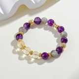 Celestial Virgo Insight Dream Bracelet: Amethyst-Citrine & Gray Moonstone