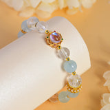 Celestial Aquarius Vision Bracelet: Clear Quartz & Aquamarine