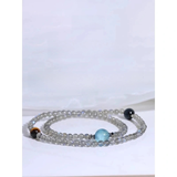Cosmic Harmony Double-Layer Bracelet: Gray Moonstone, Aquamarine & Tiger's Eye