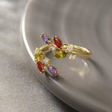 Vibrant Leaf Zircon Open Ring
