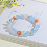 Celestial Cancer Serenity Dream Bracelet: Aquamarine, Rose Quartz & Sunstone