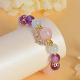 Celestial Cancer Nurturing Bracelet: Rose Quartz, Amethyst & Aquamarine
