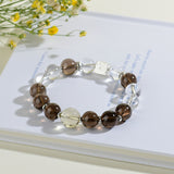 Celestial Aries Strength Dream Bracelet: Smoky Quartz & Clear Quartz