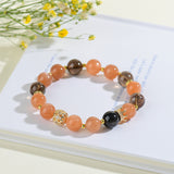 Celestial Leo Radiance Dream Bracelet: Sunstone & Smoky Quartz