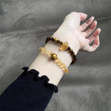 Sunlit Peaks Double-Layer Bracelet: Tiger's Eye & Citrine