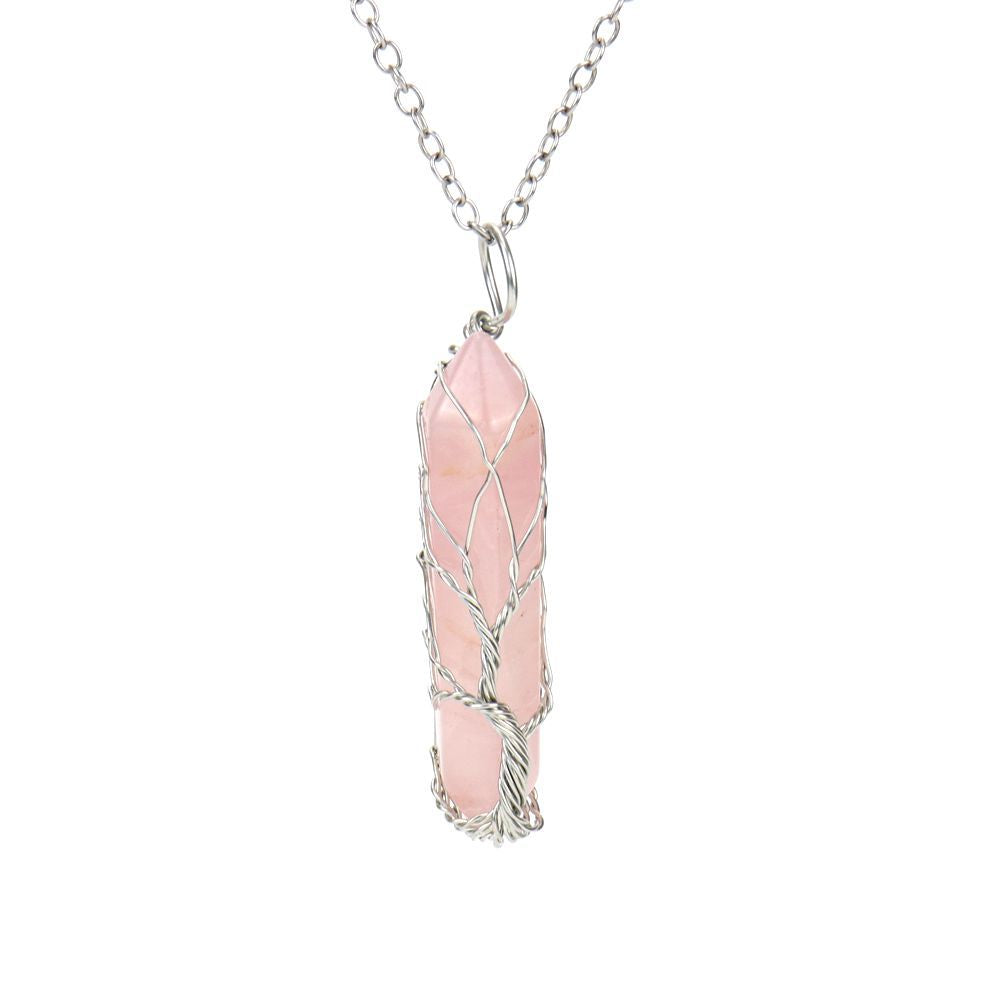 Tree of Life Raw Amethyst Point Necklace
