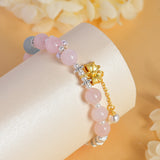 Celestial Virgo Grace Bracelet: Aquamarine & Rose Quartz