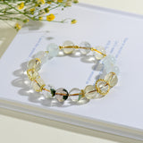 Celestial Gemini Expression Dream Bracelet: Citrine, Aquamarine & Green Phantom Quartz