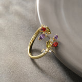 Vibrant Leaf Zircon Open Ring