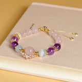 Celestial Cancer Nurturing Bracelet: Rose Quartz, Amethyst & Aquamarine