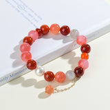 Celestial Sagittarius Vitality Dream Bracelet: Red Agate & Pearl