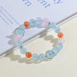 Celestial Cancer Serenity Dream Bracelet: Aquamarine, Rose Quartz & Sunstone