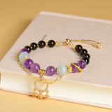 Celestial Capricorn Ambition Bracelet: Smoky Quartz, Amethyst & Cat's Eye