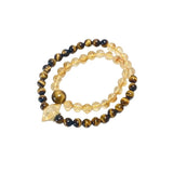 Sunlit Peaks Double-Layer Bracelet: Tiger's Eye & Citrine