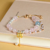 Celestial Virgo Grace Bracelet: Aquamarine & Rose Quartz