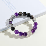 Celestial Capricorn Dream Bracelet: Amethyst, Black Rutilated Quartz & Obsidian