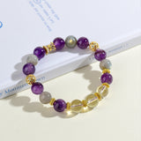Celestial Virgo Insight Dream Bracelet: Amethyst-Citrine & Gray Moonstone