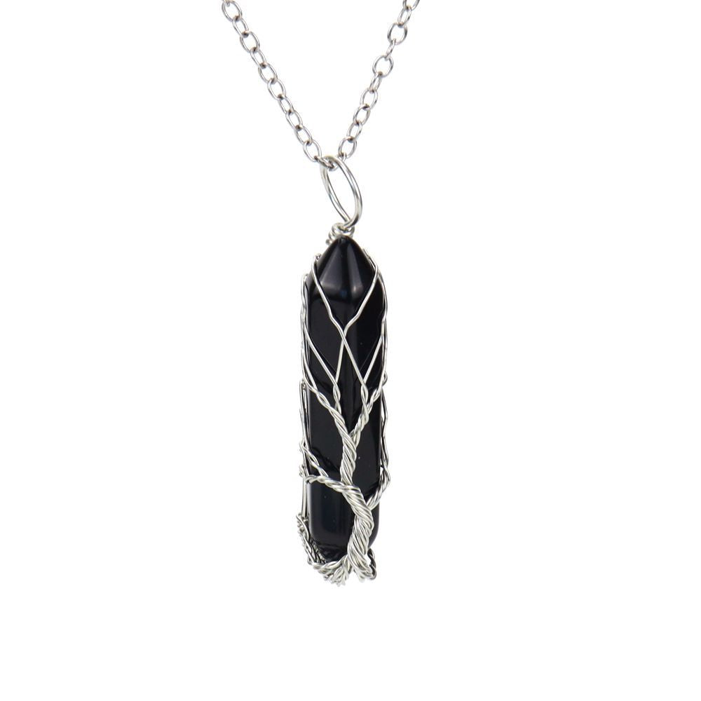 Tree of Life Raw Amethyst Point Necklace