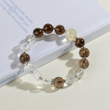 Celestial Aries Strength Dream Bracelet: Smoky Quartz & Clear Quartz