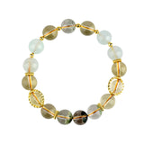 Celestial Gemini Expression Dream Bracelet: Citrine, Aquamarine & Green Phantom Quartz