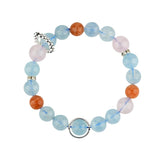 Celestial Cancer Serenity Dream Bracelet: Aquamarine, Rose Quartz & Sunstone