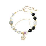 Celestial Gemini Harmony Bracelet: Clear Quartz, Obsidian & Moonstone
