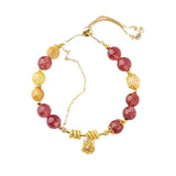 Celestial Leo Radiance Bracelet: Strawberry Quartz & Rutilated Quartz
