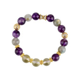 Celestial Virgo Insight Dream Bracelet: Amethyst-Citrine & Gray Moonstone