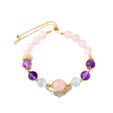 Celestial Cancer Nurturing Bracelet: Rose Quartz, Amethyst & Aquamarine